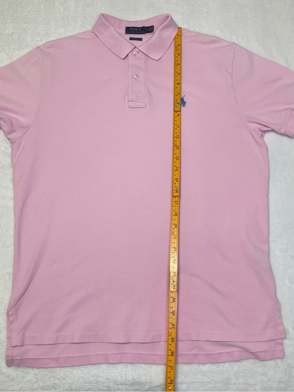 Polo Ralph Lauren Classic Fit Pink Pique Short Sleeve Polo Men's Large Blue Pony